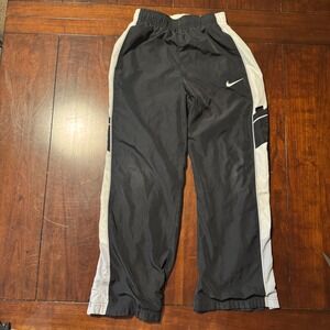 Nike‎ Kids Track Pants Black White Logo Athletic Zip Legs Size M